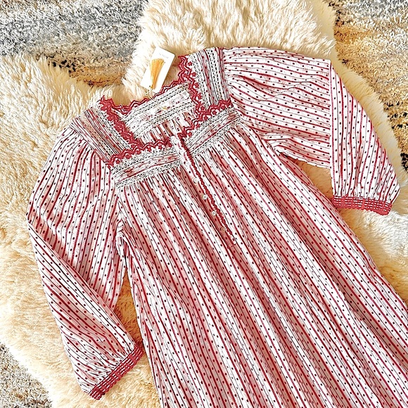 💋SOLD💋 ♥️🌹DÔEN ‘Emmeline’ Organic Cotton Voile Cascading Lace-Trim Nightgown - Picture 6 of 16